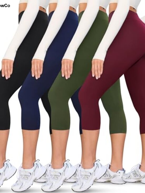 Pants - 4 Pack Buttery Soft High Waisted Leggings Women Yoga Lounge Athletic Capri Full